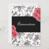Quinceanera, Roze Roses Invitation / Sweet Vijftie Kaart (Voorkant)