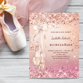 Quinceanera roze roze ballerina budget uitnodiging flyer