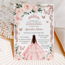 Quinceañera Roze Roze Gouden Prinses Kaart