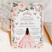 Quinceañera Roze Roze Gouden Prinses Kaart