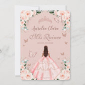 Quinceañera Roze Roze Gouden Prinses Kaart (Achterkant)