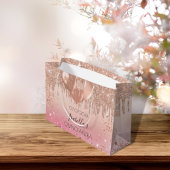 Quinceanera roze roze roos goudglitter druppelball groot cadeauzakje