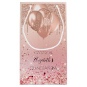 Quinceanera roze roze roos goudglitter druppelball klein cadeauzakje (Achterkant)