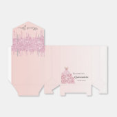 Quinceanera roze roze roze roodbruine glitter jurk bedankdoosjes (Uitgevouwen)