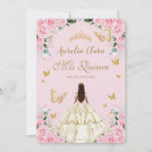 Quinceañera Roze Rozen Bloemen Witte Jurk Prinses Kaart (Achterkant)