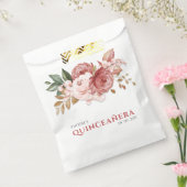 Quinceanera roze rozen Floral rustial botanisch Bedankzakje (Gezegeld)