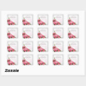 Quinceanera  Roze Rozen Wit 15e Partij Vierkante Sticker (Vel)
