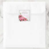 Quinceanera  Roze Rozen Wit 15e Partij Vierkante Sticker (Tas)