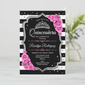 Quinceanera - Roze Silver Black Kaart (Staand voorkant)