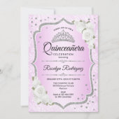 Quinceanera - Roze Silver Uitnodiging (Voorkant)