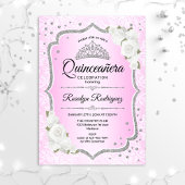 Quinceanera - Roze Silver Uitnodiging