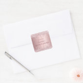 Quinceanera roze stoffige roos glitter monogram vierkante sticker (Envelop)