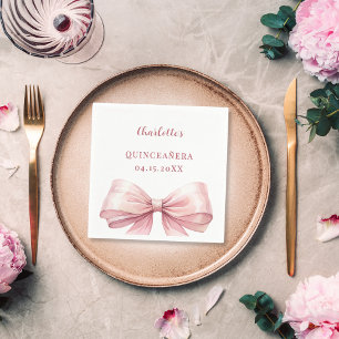 Quinceanera roze strik elegante lunch servet
