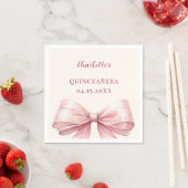 Quinceanera roze strik ivoor servet (Insitu)