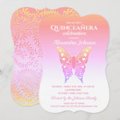 Quinceanera Roze Vlinder 15e verjaardag Kaart (Voorkant / Achterkant)