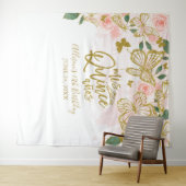 Quinceanera Roze Vlinders Bloemstuk Achtergrond Wandkleed (In Situ (horizontaal))