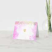 Quinceañera roze Waterverf gouden glitter elegant Bedankkaart (Achterkant)