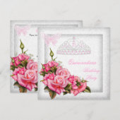 Quinceanera Roze White, 15e Partij 2 Kaart (Voorkant / Achterkant)