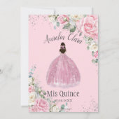 Quinceañera Roze Witte Bloemen Zilver 16e Verjaard Kaart (Achterkant)