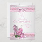 Quinceanera  Roze Witte Roze Hiel 2 Kaart (Voorkant)