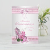 Quinceanera  Roze Witte Roze Hiel 2 Kaart (Staand voorkant)