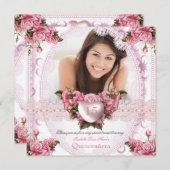 Quinceanera  Roze Witte Roze Roze Birthday 2 Kaart (Voorkant / Achterkant)