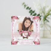 Quinceanera  Roze Witte Roze Roze Birthday 2 Kaart (Staand voorkant)