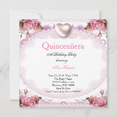 Quinceanera  Roze Witte Roze Roze Birthday 2 Kaart (Achterkant)