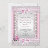 Quinceanera  Roze Witte Rozenhoge Hiel Kaart (Achterkant)