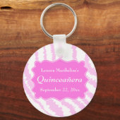 Quinceanera Roze Zebra Print Patroon Sleutelhanger (Voorkant)