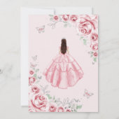 Quinceanera Roze Zilveren Jurk Bloemen RSVP QR cod Kaart (Achterkant)