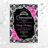 Quinceanera - Roze zwarte zilver Kaart