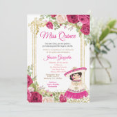 Quinceanera Rozen Mexicaanse Miss Quince Uitnodige Kaart (Staand voorkant)