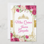 Quinceanera Rozen Mexicaanse Miss Quince Uitnodige Kaart (Achterkant)
