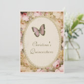 Quinceañera  Rozen Vlinder & Muzieknoten Kaart (Staand voorkant)