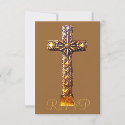 Quinceanera RSVP 15th Birthday Gold Cross (Voorkant)