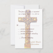 Quinceanera RSVP 15th Birthday Gold Cross (Achterkant)