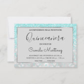 Quinceanera RSVP Blauwgroen Blauw Girly Glitter Sp Kaart (Voorkant)