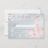 Quinceanera RSVP Blush Pin Glitter Gown Invitation Kaart (Achterkant)