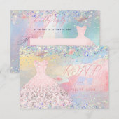 Quinceanera RSVP Blush Pink Glitter Gown Kaart (Voorkant / Achterkant)