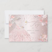 Quinceanera RSVP Blush Pink Gown Sweet Peas Kaart (Voorkant)