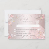 Quinceanera RSVP Blush Pink Gown Sweet Peas Kaart (Achterkant)