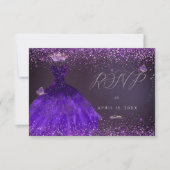 Quinceanera RSVP Butterfly Ultra Violet Gown Kaart (Voorkant)