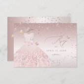 Quinceanera RSVP Dreamweaver Blush Pink Gown Kaart (Voorkant / Achterkant)