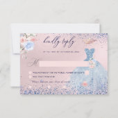 Quinceanera RSVP Dusty Blue Glitter Gown Kaart (Achterkant)