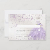 Quinceanera RSVP Dusty Paars Glitter Gown Kaart (Achterkant)