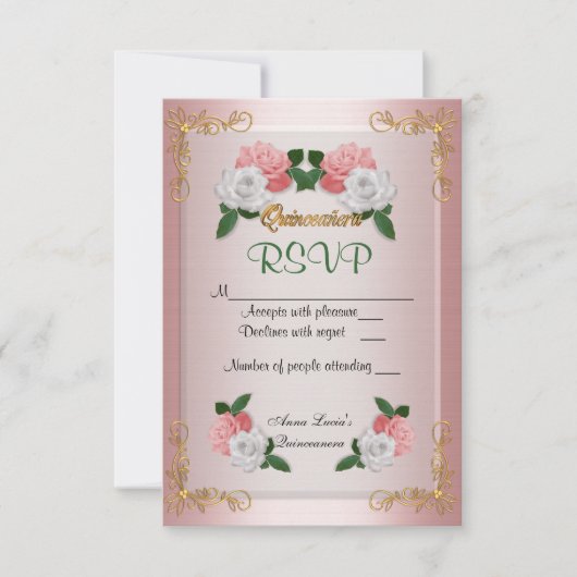 Quinceanera RSVP-kaart RSVP Kaartje (Voorkant)