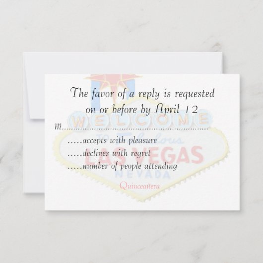 Quinceanera RSVP Las Vegas Pastel Art (Achterkant)