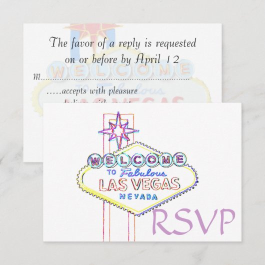 Quinceanera RSVP Las Vegas Pastel Art (Voorkant / Achterkant)