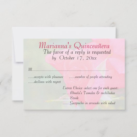 Quinceanera RSVP Red Rose (Achterkant)